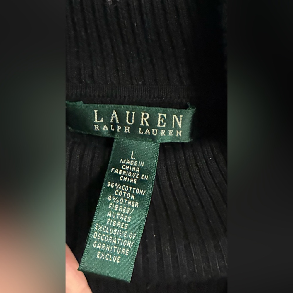 Ralph Lauren Black & Gold Striped Turtleneck Sweater - Picture 2 of 6